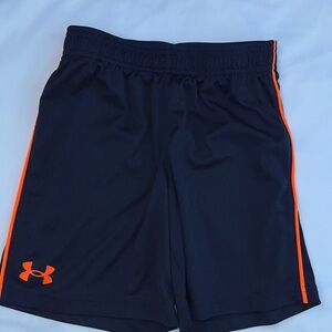 Under Armour Kids Navy Neon Orange Athletic Sports Shorts Boys 6 Comfortable